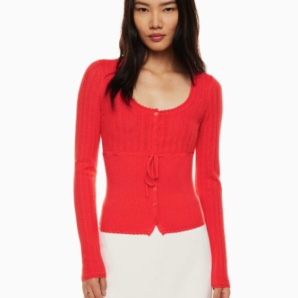 Aritzia Wilfred Red Soloist Long Sleeve Cardigan - Picture 2 of 7